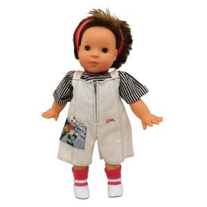 Vintage GOTZ Doll Timmi? 19" Brown Hair in White Overalls Red Socks Headband